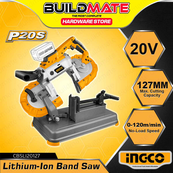 BUILMDATE Ingco Lithium-Ion Cordless 20V Band Saw 5" Inch Rechargeable Portable Handheld Cutting Machine tool CBSLI20127 - ICPT
