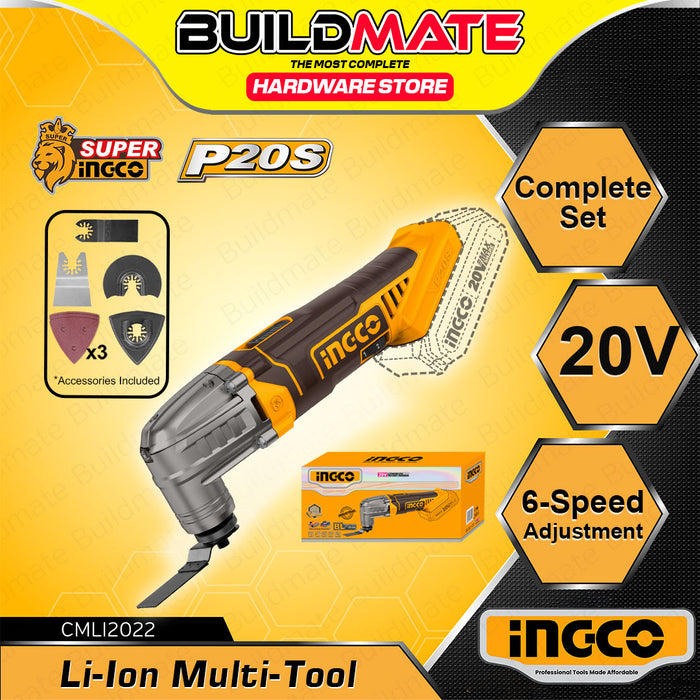 BUILDMATE Ingco Lithuim-Ion Cordless Oscillating Multi-Tool 20V with 6-Speed Adjustment Rechargeable Multi Tool - ICPT
