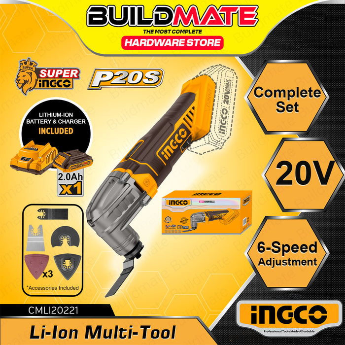 BUILDMATE Ingco Lithuim-Ion Cordless Oscillating Multi-Tool 20V with 6-Speed Adjustment Rechargeable Multi Tool - ICPT