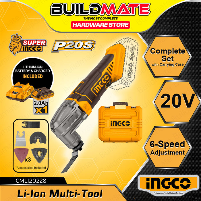BUILDMATE Ingco Lithuim-Ion Cordless Oscillating Multi-Tool 20V with 6-Speed Adjustment Rechargeable Multi Tool - ICPT