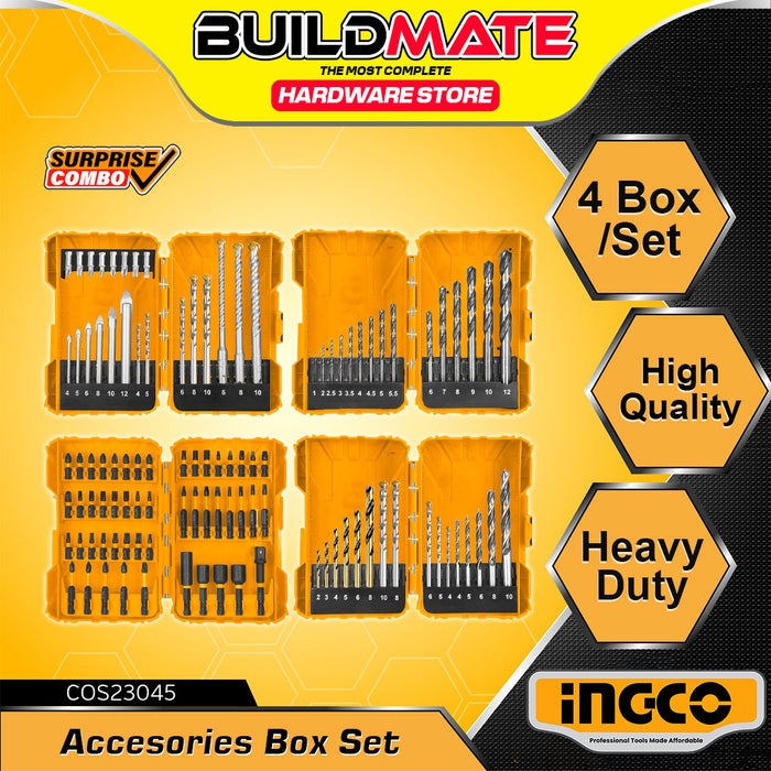 BUILDMATE Ingco 4pcs Accessories Box Set  / 3pcs Accessories Combo Box Set Twist Drill Bits Impact Screwdrivers Mini Drill Accessories Tools Kit - IPX