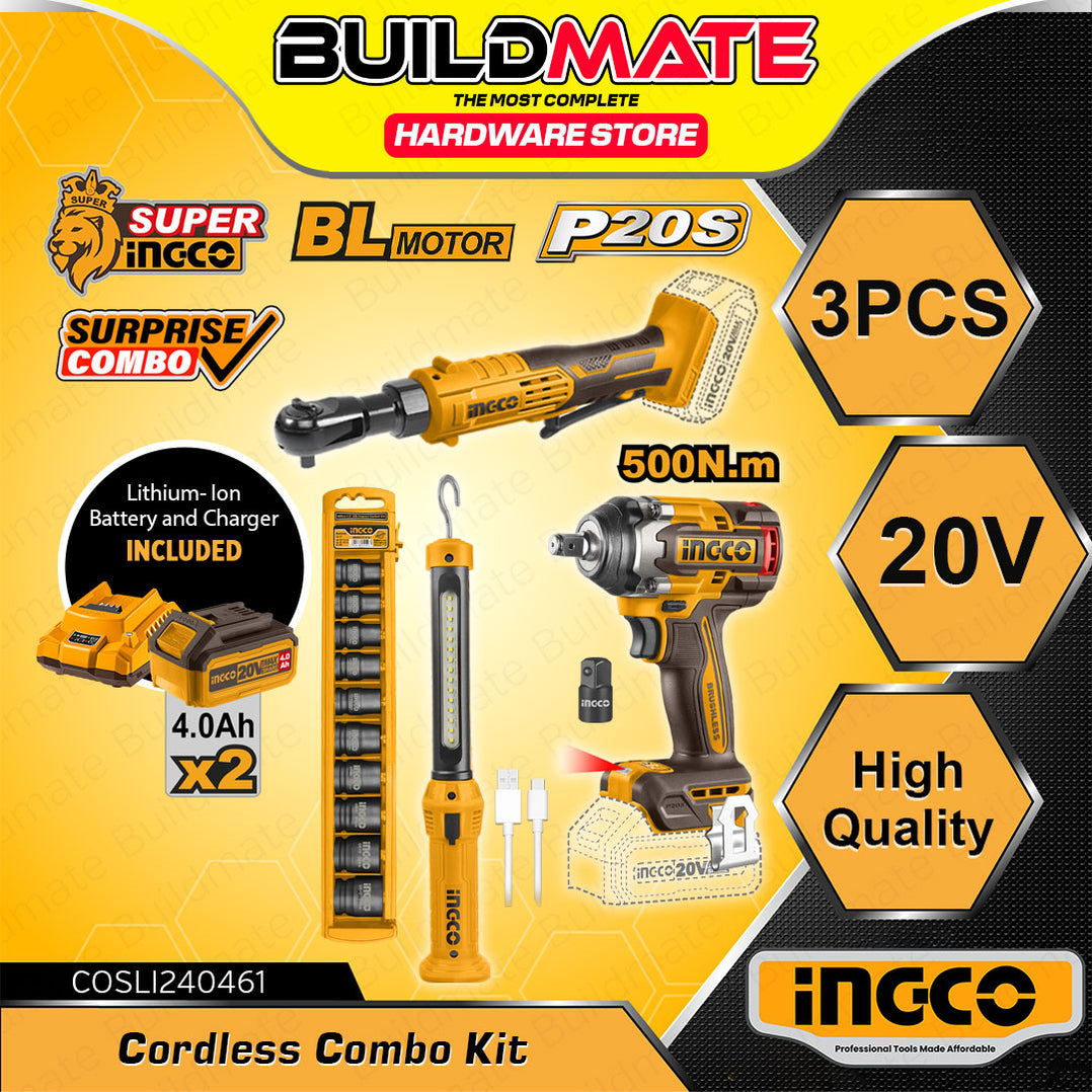 [EXCLUSIVE] BUILDMATE Ingco 3pcs Cordless Combo Kit 20V Lithium-Ion Dr ...