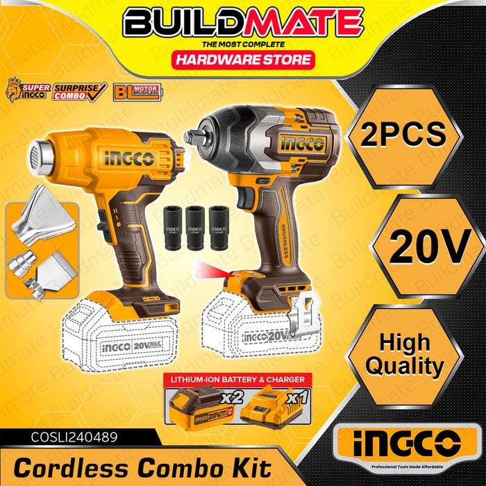 Buildmate Hardware BUILDMATE Ingco 2pcs Cordless Combo Kit 20V Lithium-Ion 300/550°C Heat ...