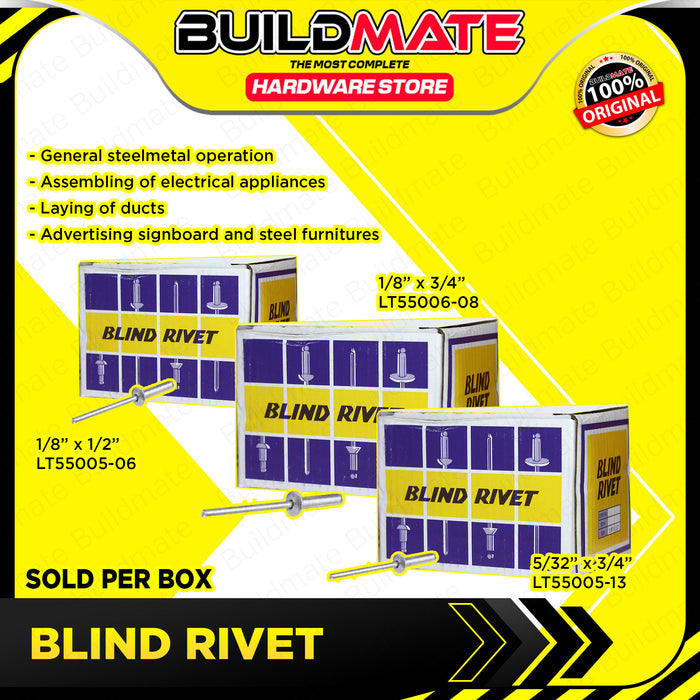 POLONET Aluminum Blind Rivets 1/8"x1/2" | 1/8"x/3/4" | 5/32"x1/2" 650PCS/BOX Pop Rivets •BUILDMATE•