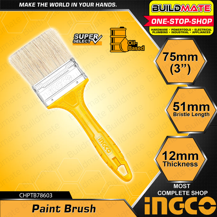 BUILDMATE Ingco Utility Paint Brush 1" | 1.5" | 2" | 3" | 4" Inch Plastic Handle For Oil-Based Paint Penholder Oil Painting Brush Acrylic Oil Paint Brush Scrubbing Brushes Art Supplies Brushes for Painting Trim Paint Brushes Stain Brush • IHT