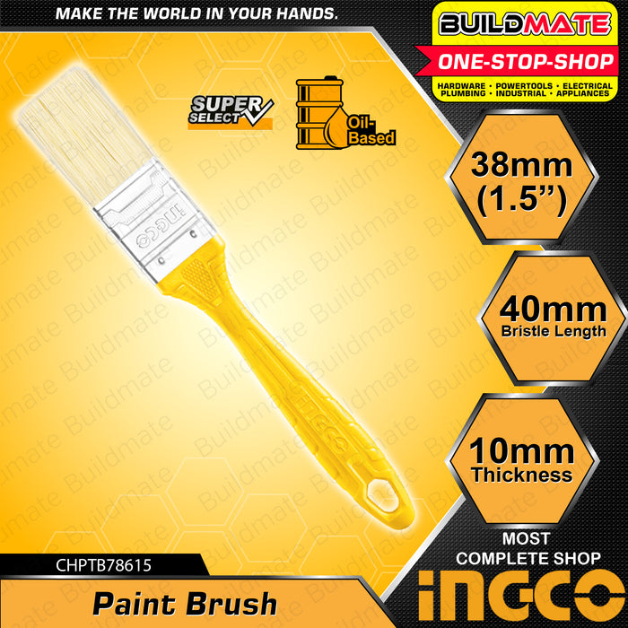 BUILDMATE Ingco Utility Paint Brush 1" | 1.5" | 2" | 3" | 4" Inch Plastic Handle For Oil-Based Paint Penholder Oil Painting Brush Acrylic Oil Paint Brush Scrubbing Brushes Art Supplies Brushes for Painting Trim Paint Brushes Stain Brush • IHT