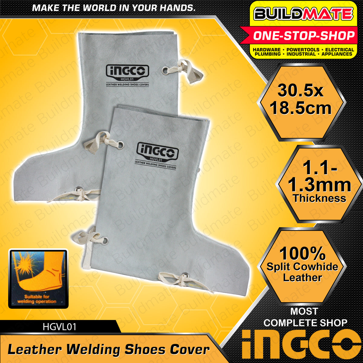 Welding Leather Shoe Cover – Heat Insulation Protection Safety Footwear – One Size