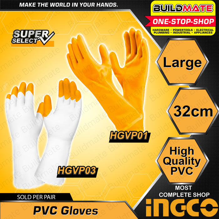 BUILDMATE Ingco PVC Gloves 32cm Protective Gloves Work Gloves Washable Safety Gloves Comfortable Gloves Garden Gloves Protection Gloves Kitchen Gloves HGVP01 | HGVP02 | HGVP03 • HT2