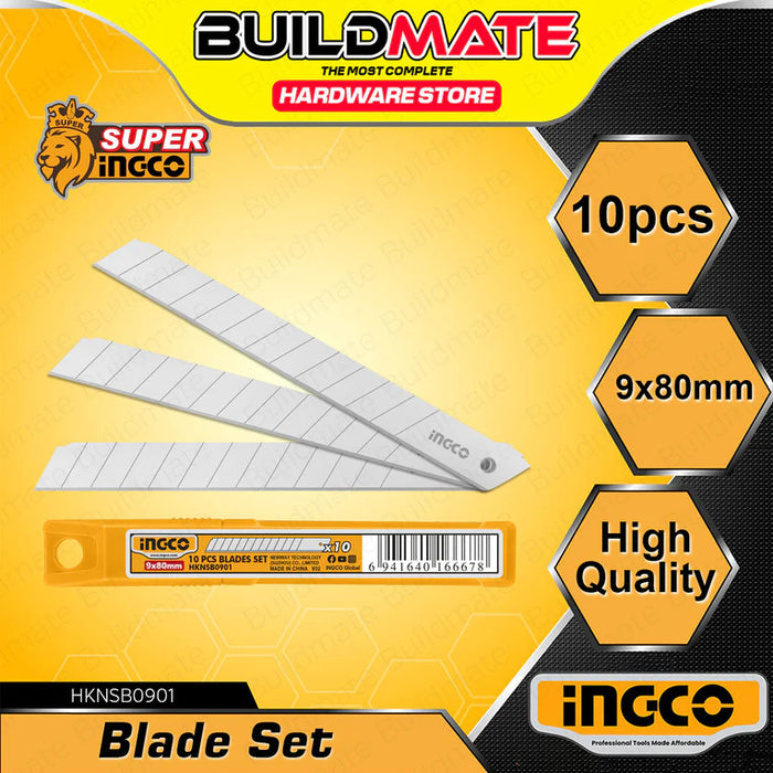 BUILDMATE Ingco 10pcs Knife Blades Set 9x80mm / 18x100mm Cutter Blade Knife Replacement Blades Standard Blades Utility Knife Blade - IHT