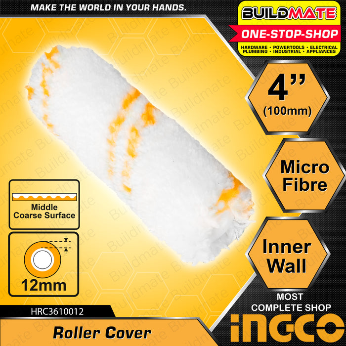 BUILDMATE Ingco Roller Cover Paint Cover 4" Inch 100mm Inner Wall Cylinder Brush Paint Roller Painting Roller Paint Tool HRC3610016 | HRC3610012 • HT2
