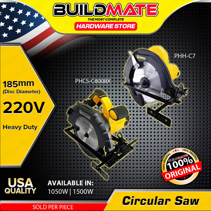 BUILDMATE Powerhouse USA 1050W / 1500W Circular Saw Wood Cutting Woodworking Cutter Crosscut PHH-C7 / C8008X - PHPT