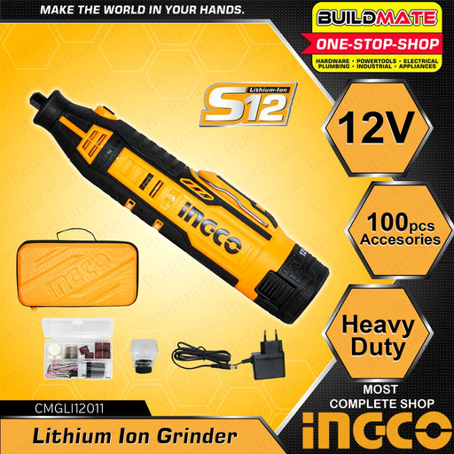 INGCO Lithium Ion Grinder 12V Cordless Mini Grinder Set Drill Grinder with 100pcs Accessories for Angle Grinder Electric Grinder CMGLI12011 •BUILDMATE• ICPT