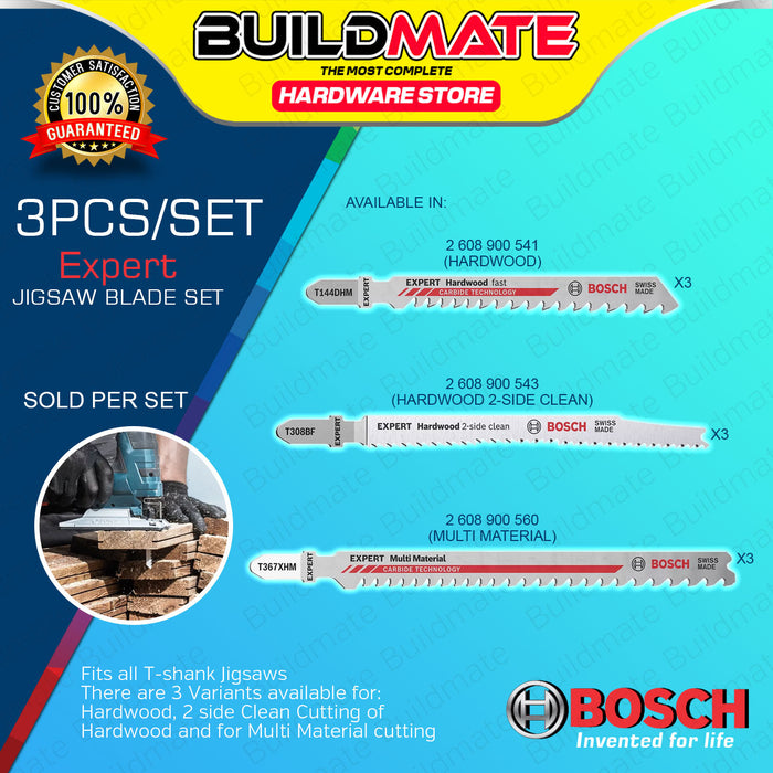 (3PCS) BUILDMATE Bosch 100MM Jigsaw Blade Set Carbide Straight Cut Saw Blades for Wood Cutting - BAX