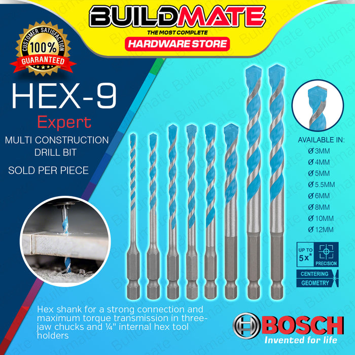 BUILDMATE Bosch EXPERT HEX-9 MCB Multi Construction Drill Bit 1/4" Shank 3MM - 12MM for Wood - BAX