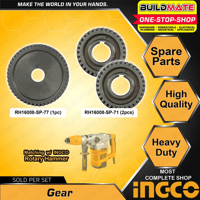 INGCO Gear 1PC | 2PCS/SET [SOLD PER SET] Replacement Part Spare Part for Rotary Hammer RH16008-SP-71 | RH16008-SP-77 •BUILDMATE• ISP