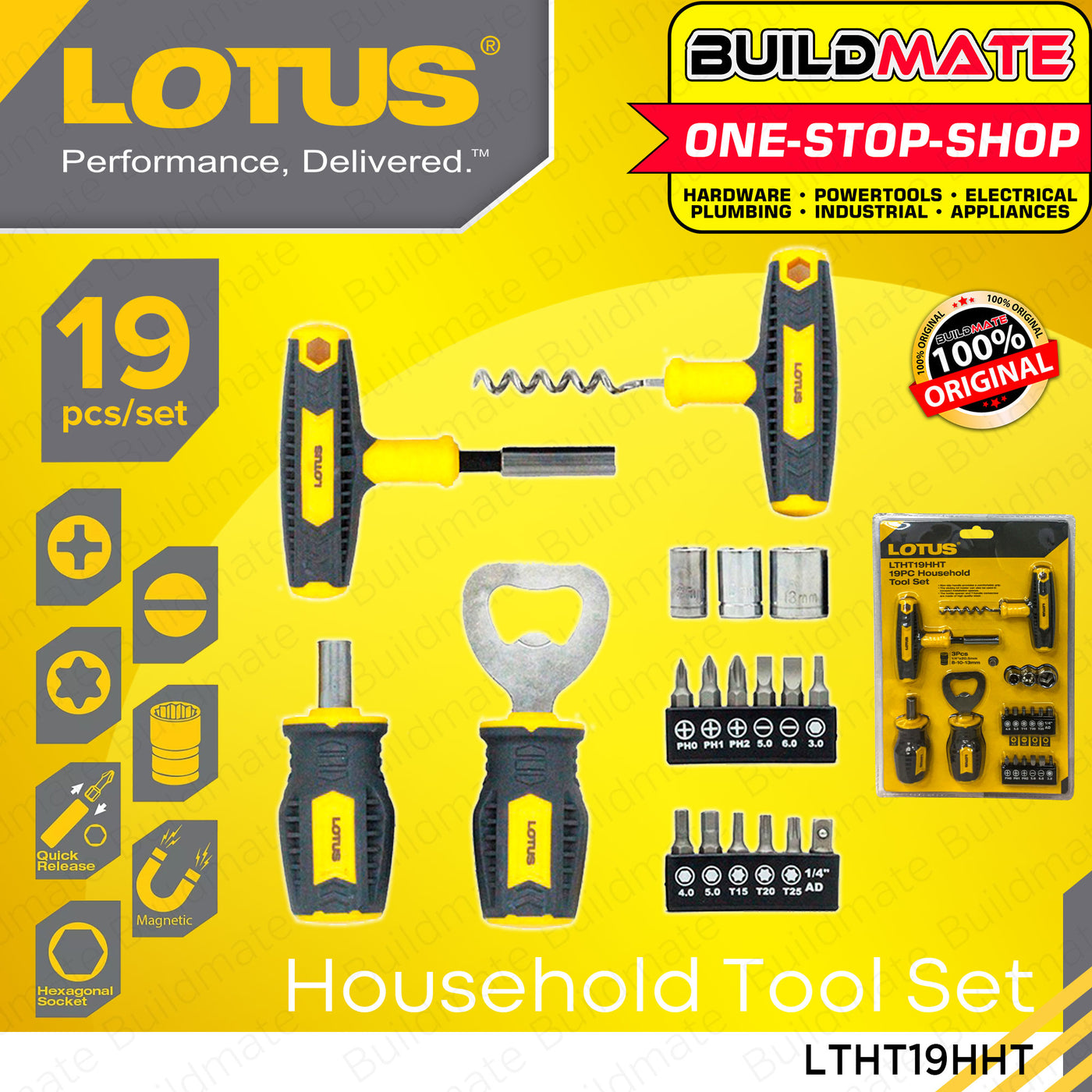 Lotus 19PCS Household Tool Set Kitchen Bar Tool Set with Socket Bits C ...