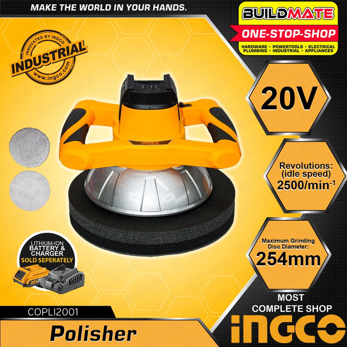 INGCO Lithium-Ion Cordless Polisher Buffing Machine 20V 254MM Car Polisher Polishing Machine COPLI2001 •BUILDMATE ICPT