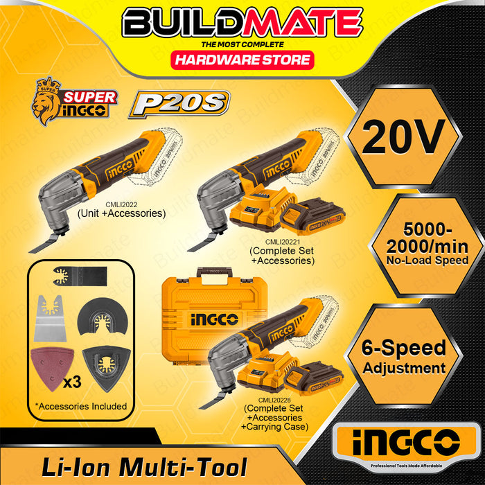 BUILDMATE Ingco Lithuim-Ion Cordless Oscillating Multi-Tool 20V with 6-Speed Adjustment Rechargeable Multi Tool - ICPT