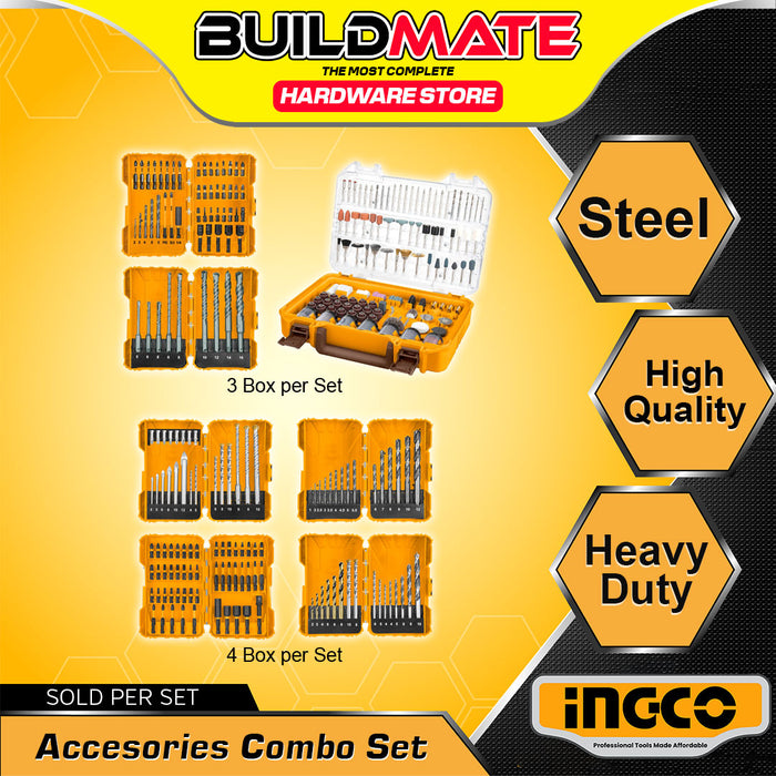 BUILDMATE Ingco 4pcs Accessories Box Set  / 3pcs Accessories Combo Box Set Twist Drill Bits Impact Screwdrivers Mini Drill Accessories Tools Kit - IPX
