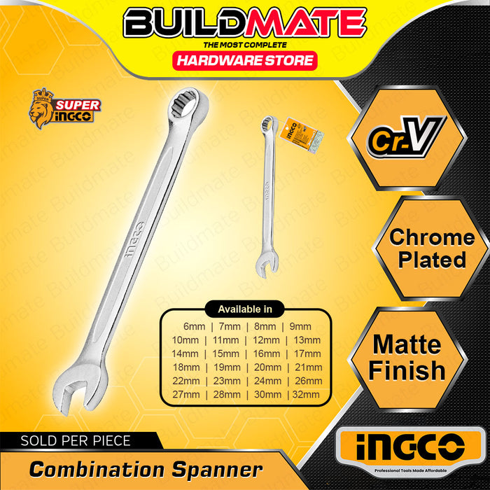 BUILDMATE Ingco Combination Spanner Wrench 6MM - 32MM Cr-V Matte Finish Open End Wrench Hand Tool SOLD PER PIECE - IHT