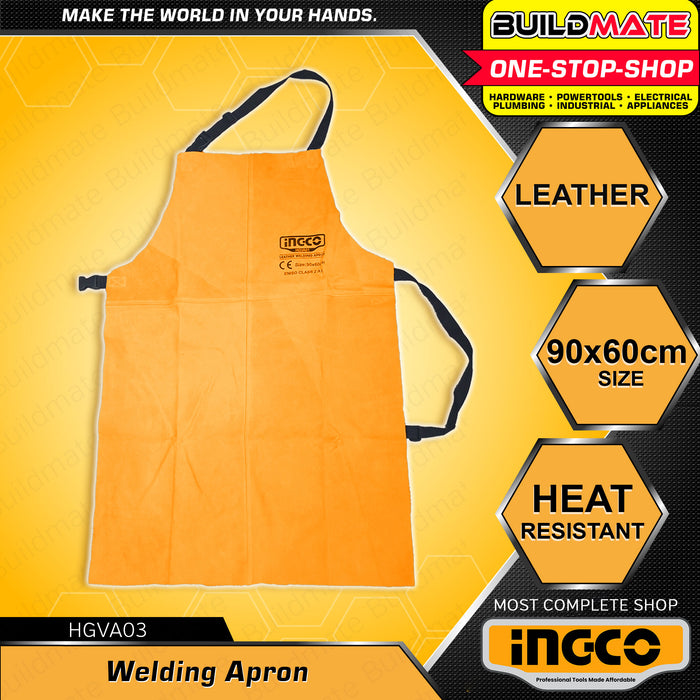 BUILDMATE Ingco Leather Welding Apron 90x60cm Gray | Brown [SOLD PER PIECE] Leather Apron Protective Apron Safety Apron Work Apron Workshop Apron HGVA01 | HGVA03 • IHT