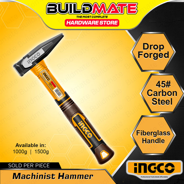 BUILDMATE Ingco Machinist Hammer 1000g / 1500g Heavy Duty Drop-Forged Machining Striking Hammer - IHT