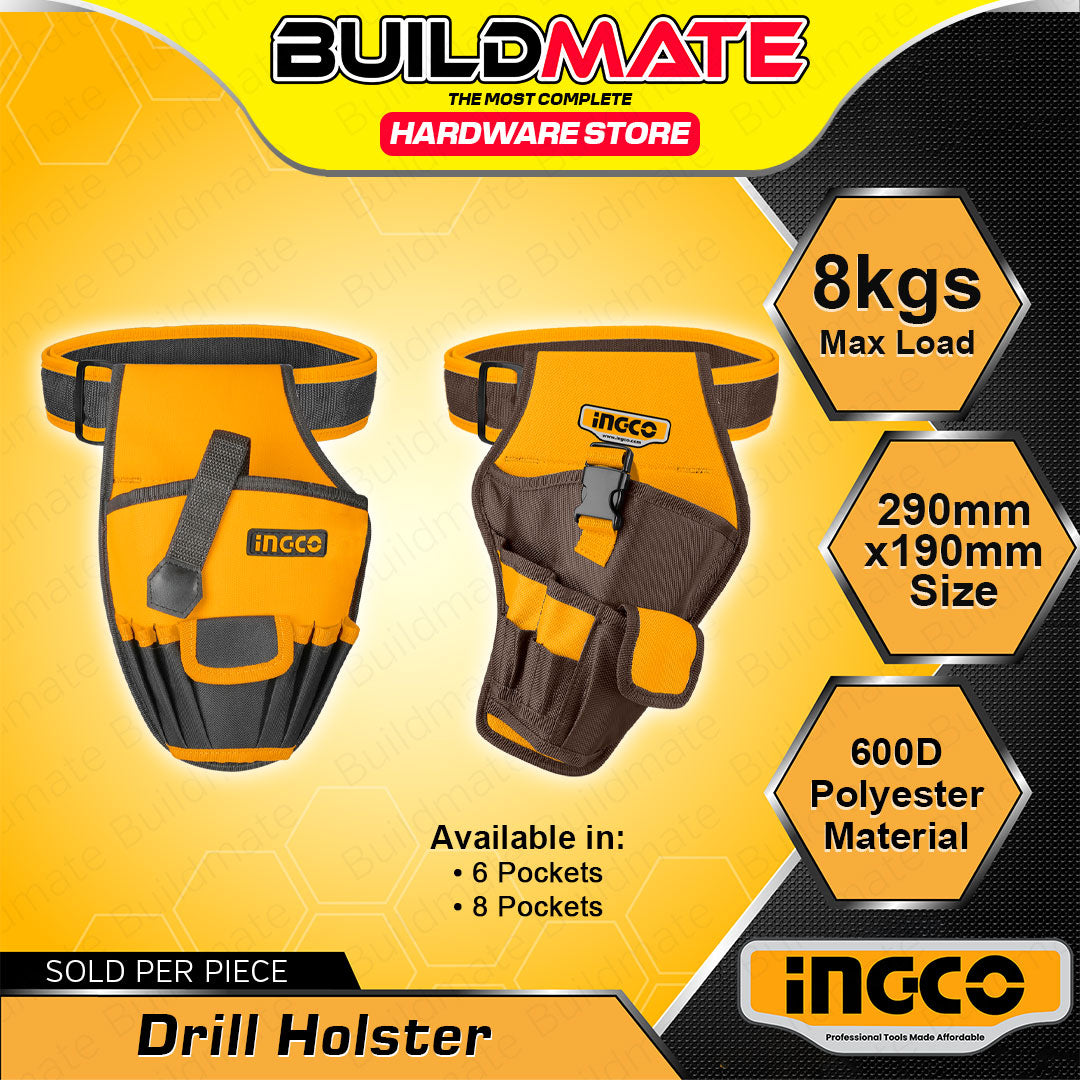 BUILDMATE Ingco Drill Holster Tool Bag 6pcs / 8pcs Pockets Cordless Dr ...