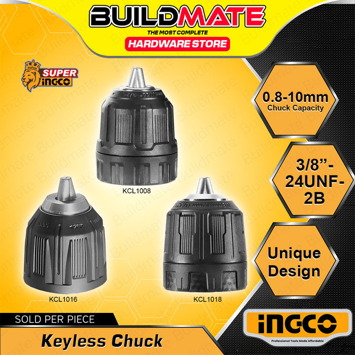 BUILDMATE Ingco Keyless Chuck 10mm Quick Change Keyless Bit Holder Drill Chuck Adapter Replacement for Cordless and Impact Drill - IHT