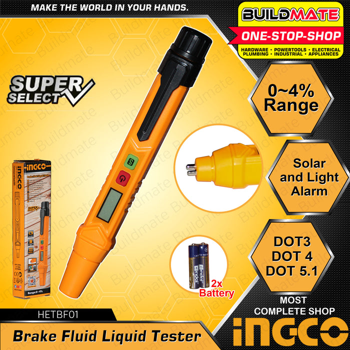 BUILDMATE Ingco Brake Fluid Liquid Tester Pen Liquid Testing Pen DOT3 DOT4 Brake Fluid Car Tester Auto Brake Diagnostic Testing Tool, Vehicle Tester Tools LED Indicator HETBF01 • HT2