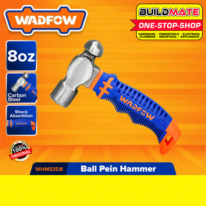 WADFOW Mini Ball Pein Hammer 8oz Ballpein Ball-peen Hammer Unique Design Fiberglass Handle Drop-forged Hammerhead Double Striking Heads For Household Workshop Repair WHM53D8 •BUILDMATE• WHT