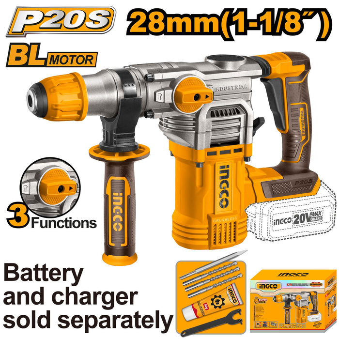 INGCO 4.5J 20V Rotary Hammer Lithium-Ion - Brushless Motor | CRHLI20288 ICPT