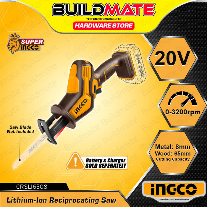 BUILDMATE Ingco Lithium-Ion Reciprocating Saw 20V Rechargeable Metal Wood Sabre Saw with 15Mmm Stroke Length - ICPT