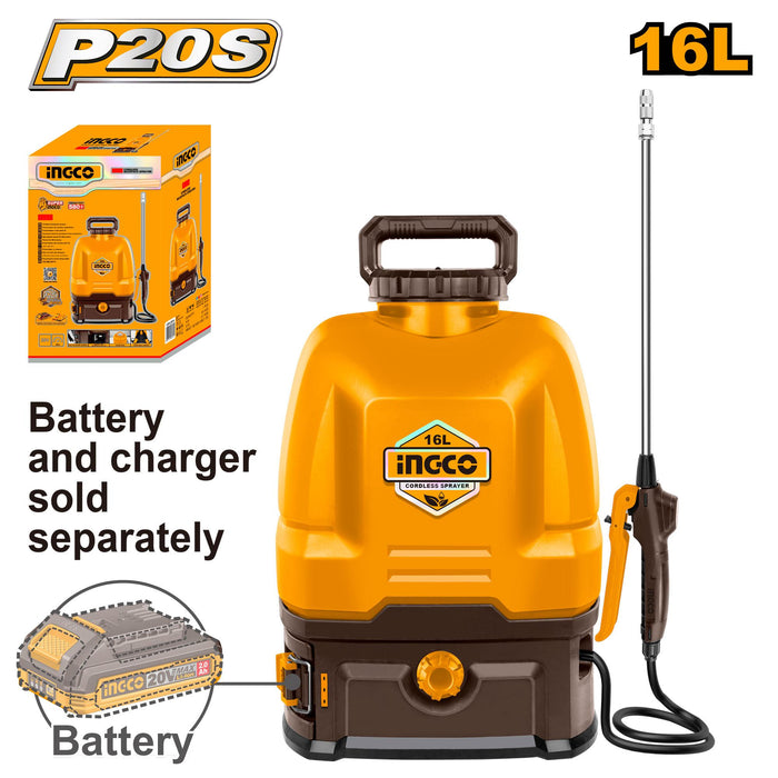 INGCO 20V Cordless Sprayer | Battery Operated for Versatile Use CSPLI2016 ICPT | BUILDMATE