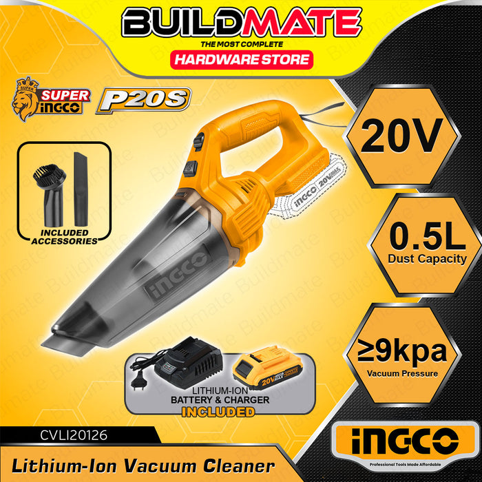 BUILDMATE Ingco Lithium-Ion Cordless 20V Vacuum Cleaner Portable Rechargeable Handheld Vacuum Household Cleaning Tools - ICPT