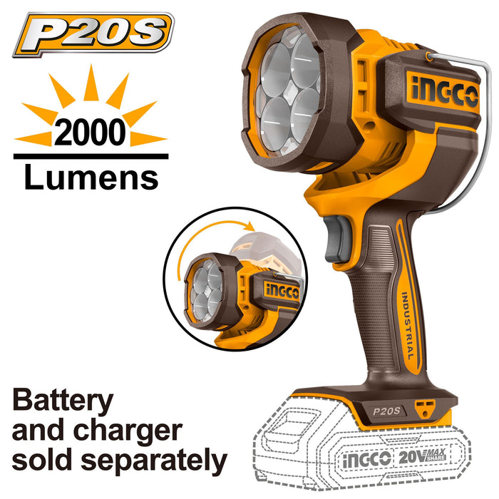 INGCO 20V Cordless Work Lamp (Unit Only) for Lighting Workspaces and Job-sites CWLI2088 ICPT | BUILDMATE