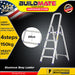 BUILDMATE Powerhouse Step Aluminum Ladder 150kg Capacity Heavy Duty Step Stool Folding Anti-Slip Stepladders - PHHT