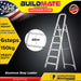 BUILDMATE Powerhouse Step Aluminum Ladder 150kg Capacity Heavy Duty Step Stool Folding Anti-Slip Stepladders - PHHT