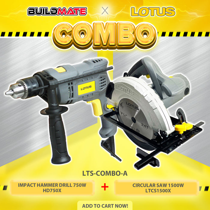 [COMBO A] BUILDMATE Lotus Impact Drill 750W HD750X with Circular Saw 1500W LTCS1500X Power Tools Set - LPT