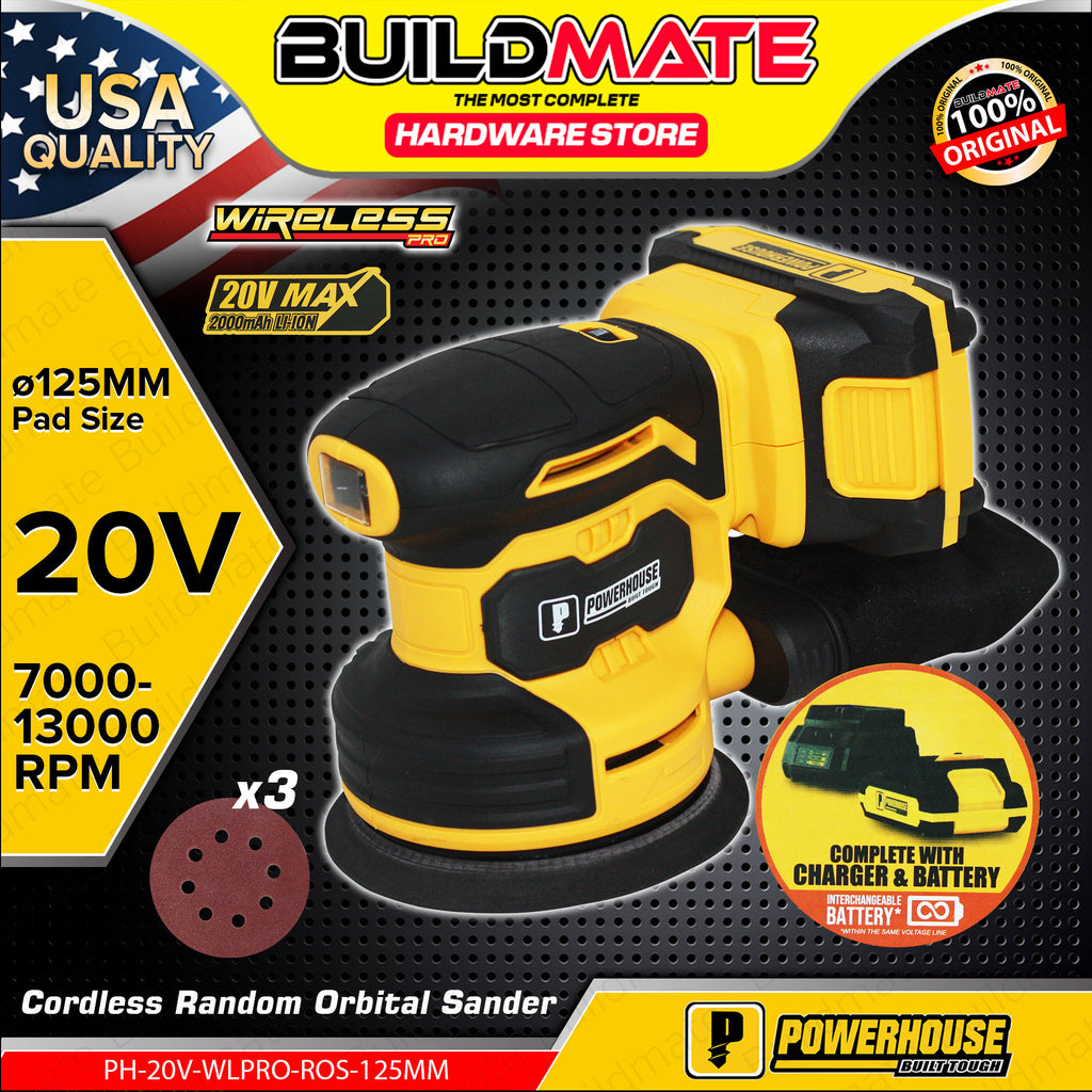 Cordless Random Orbital Sander Compatible For Dewalt 20v 60v Battery NO Battery Electric Palm Orbital Sander Dust Collector 6 Variable Speeds 20pcs Sandp