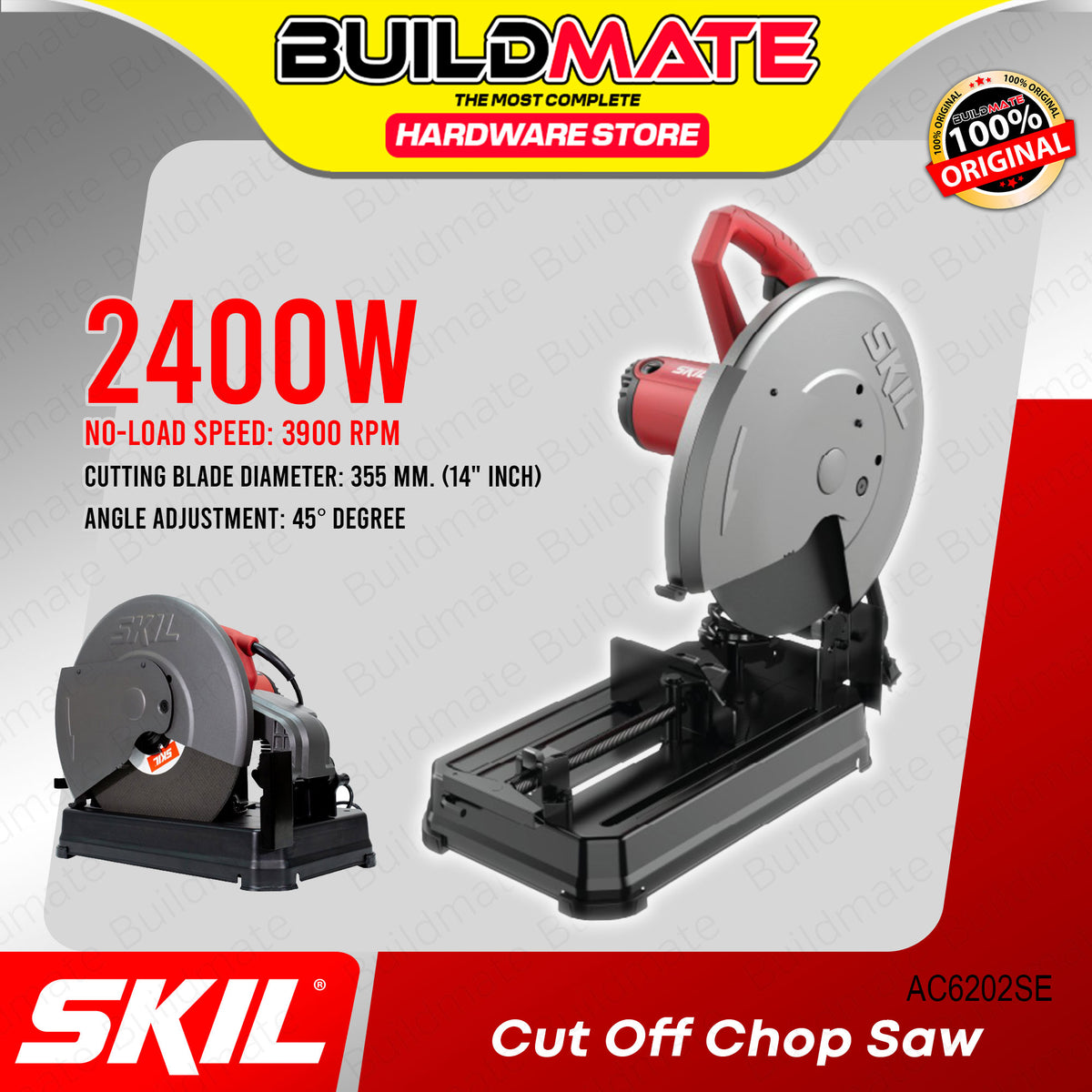 BUILDMATE Skil 45° Adjustment Cut-Off Machine Saw 2400W Chopsaw