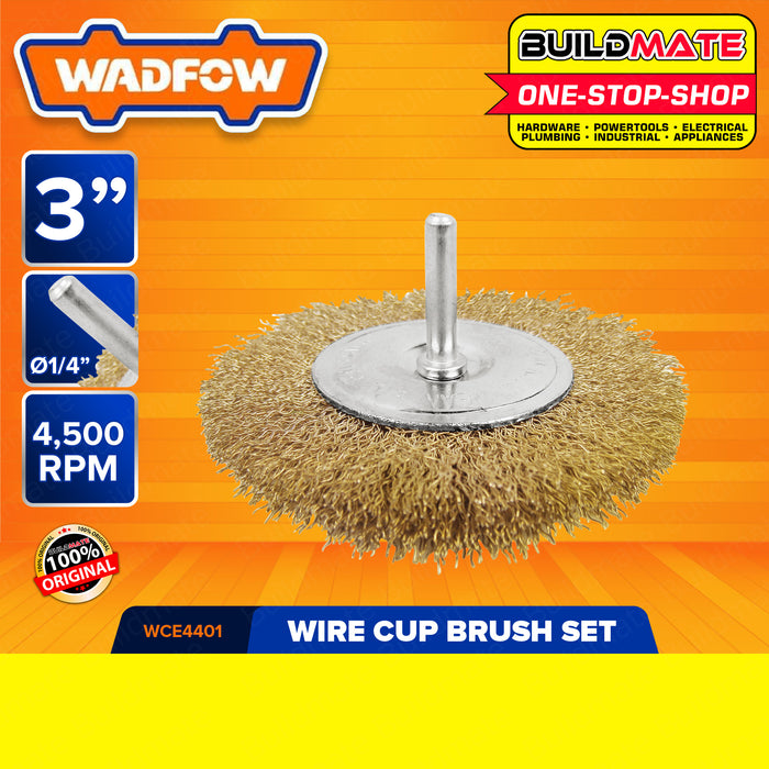 BUILDMATE Wadfow Wire Cup Brush Set 1/4" Shank 3" | 4" INCH [SOLD PER SET] Wire Wheel Crimped Brushes For Angle Grinder Surface finishing Tools WCE4401 | WCE4402 • WHT