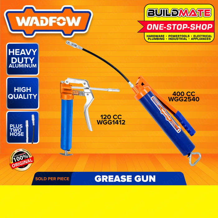 BUILDMATE Wadfow Grease Gun Pump 120CC | 400CC [SOLD PER SET] Manual Tube Grease Gun Greasing Tools with Flexible Hose Lever Metallic Bend Spout Action Grease Gun Automotive Grease Gun WGG1412 | WGG2540 • WHT