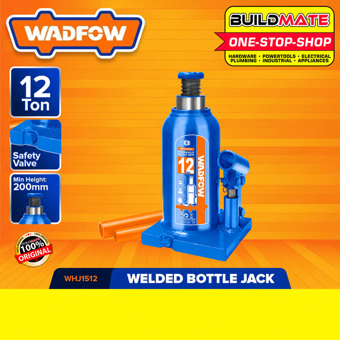 WADFOW 12 TONS Hydraulic Bottle Jack Welded Bottle Jack 12 Ton Easy Lifting WHJ1512 •BUILDMATE• WHT