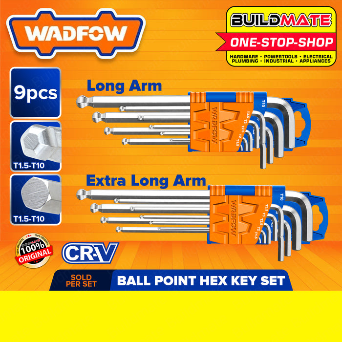 WADFOW 9PCS/SET Ball Point Hex Key Long Arm | Extra Long Arm [SOLD PER SET] WHK2291 | WHK2292 WHT