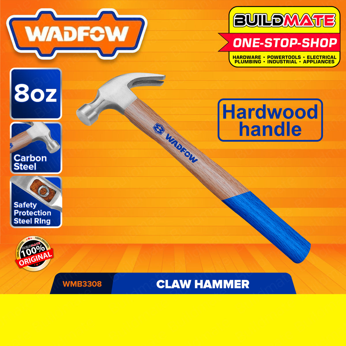WADFOW Claw Hammer 8oz 200g Hardwood Handle Hammerhead WMB