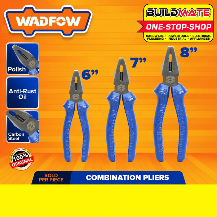 WADFOW Combination Pliers 6" Inch | 7" Inch | 8" Inch [SOLD PER PIECE] Polish & Anti-Rust Oil Hand Tools Multifunction Tools Wire Cutting Pliers Crimping Pliers Pulling and Nails Removing WPL1926 | WPL1927 | WPL1928 •BUILDMATE• WHT