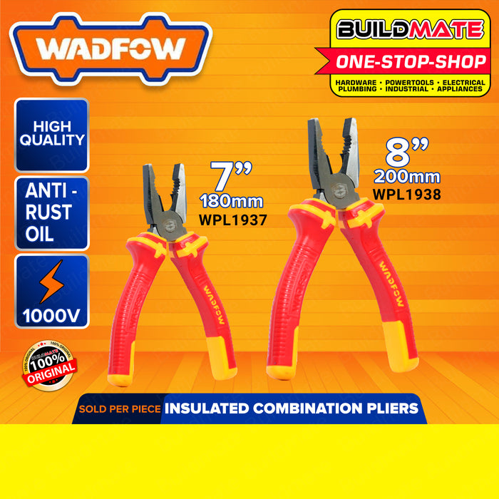 BUILDMATE Wadfow Insulated Combination Pliers 6" | 7" | 8" Inch [SOLD PER PIECE] Multifunctional Cutting Wire Stripping Crimping for Electricians Hand Tools • WHT
