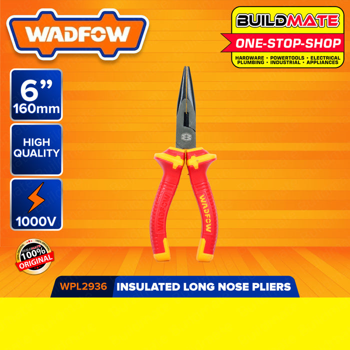 BUILDMATE Wadfow Insulated Long Nose Pliers 6" | 8" Inch  Flat Wire Cutter Hand Tool for Bending WHT