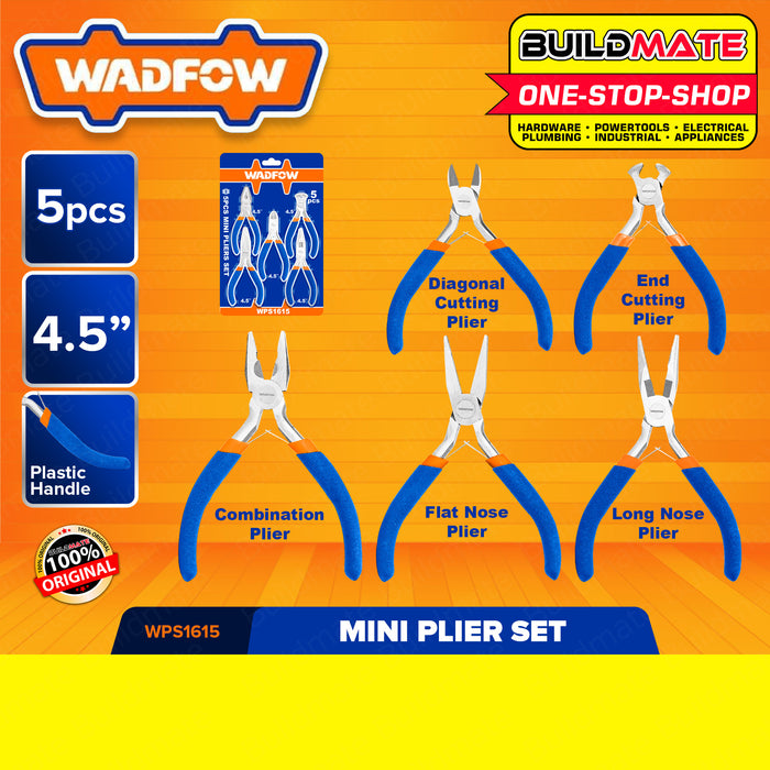 WADFOW 5PCS/SET 4.5 Inch Mini Pliers Combination Diagonal Long Nose Flat Nose End Pliers WPS1615 WHT