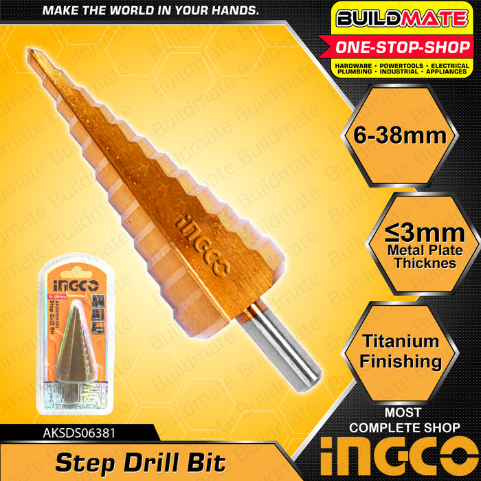 BUILDMATE Ingco Step Drill SET Bit 4-22mm to 10-45mm Cone Drill Bit Hole Groove Cutter Bits • IHT